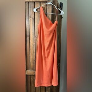 GAP Orange Ribbed A-Line Maxi Dress